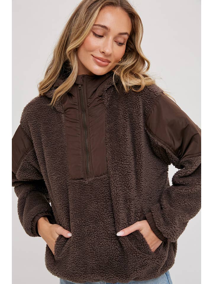 Bluivy - Wholesale Hoodie - Women's - FAUX SHEARLING CONTRAST HOODIE11