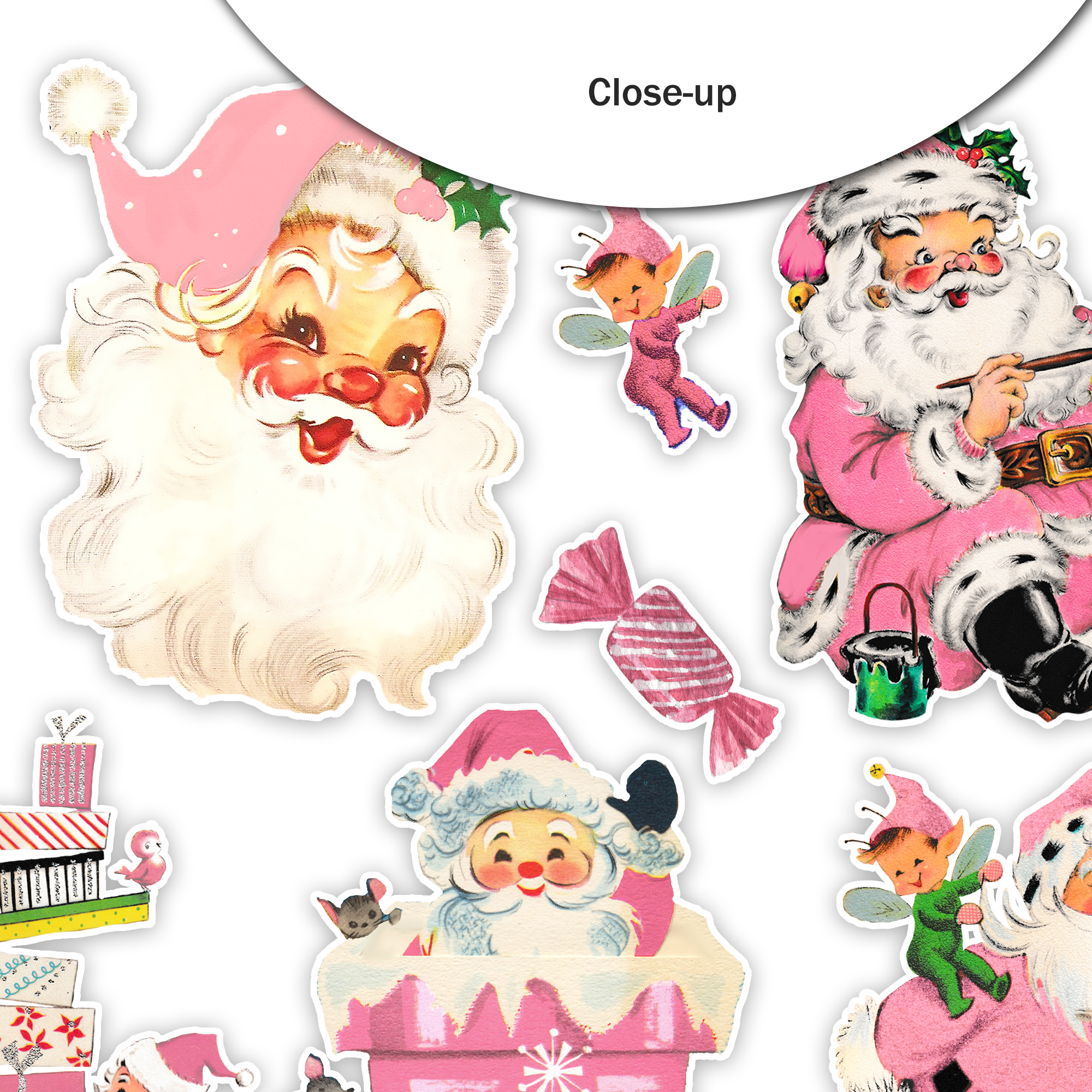 Pretty Little Studio - Wholesale Cutouts - Vintage Pink Santa Claus Ephemera | Christmas Cutouts2