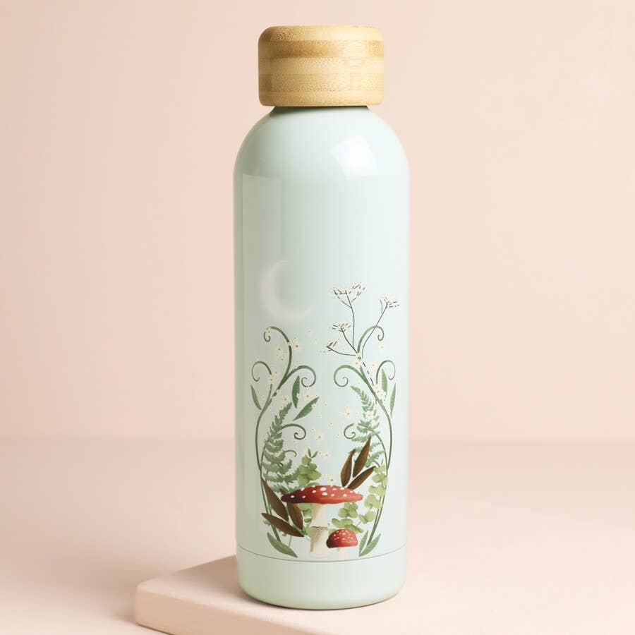 Lisa Angel – wholesale Water bottle – Moonrise Print Blue Metal Water Bottle with Bamboo Top2