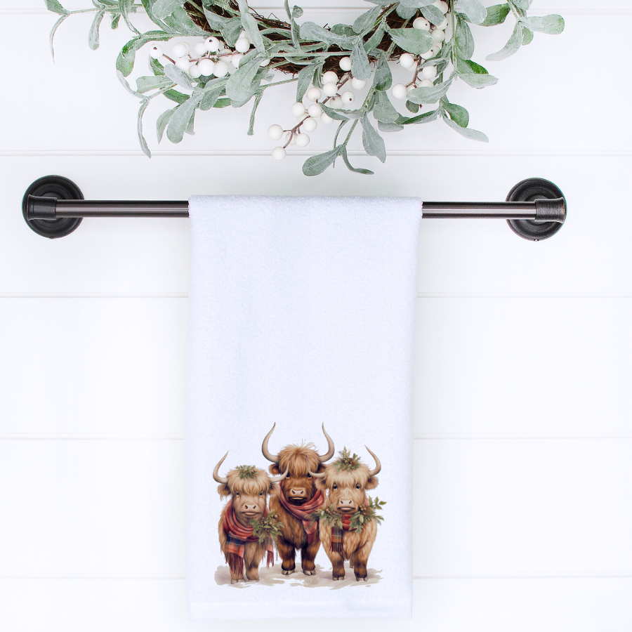 Fernville Creations - Wholesale Hand Towel - Highland Cow Holiday Hand Towel for Bath and Kitchen10