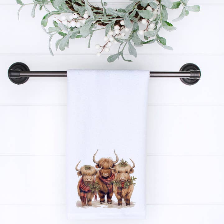Fernville Creations - Wholesale Hand Towel - Highland Cow Holiday Hand Towel for Bath and Kitchen10