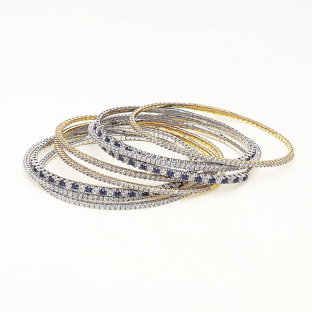 BERRICLE - Wholesale Bangle Bracelet - BERRICLE Sterling Silver Flexible CZ Bangle, 2-Piece Set17