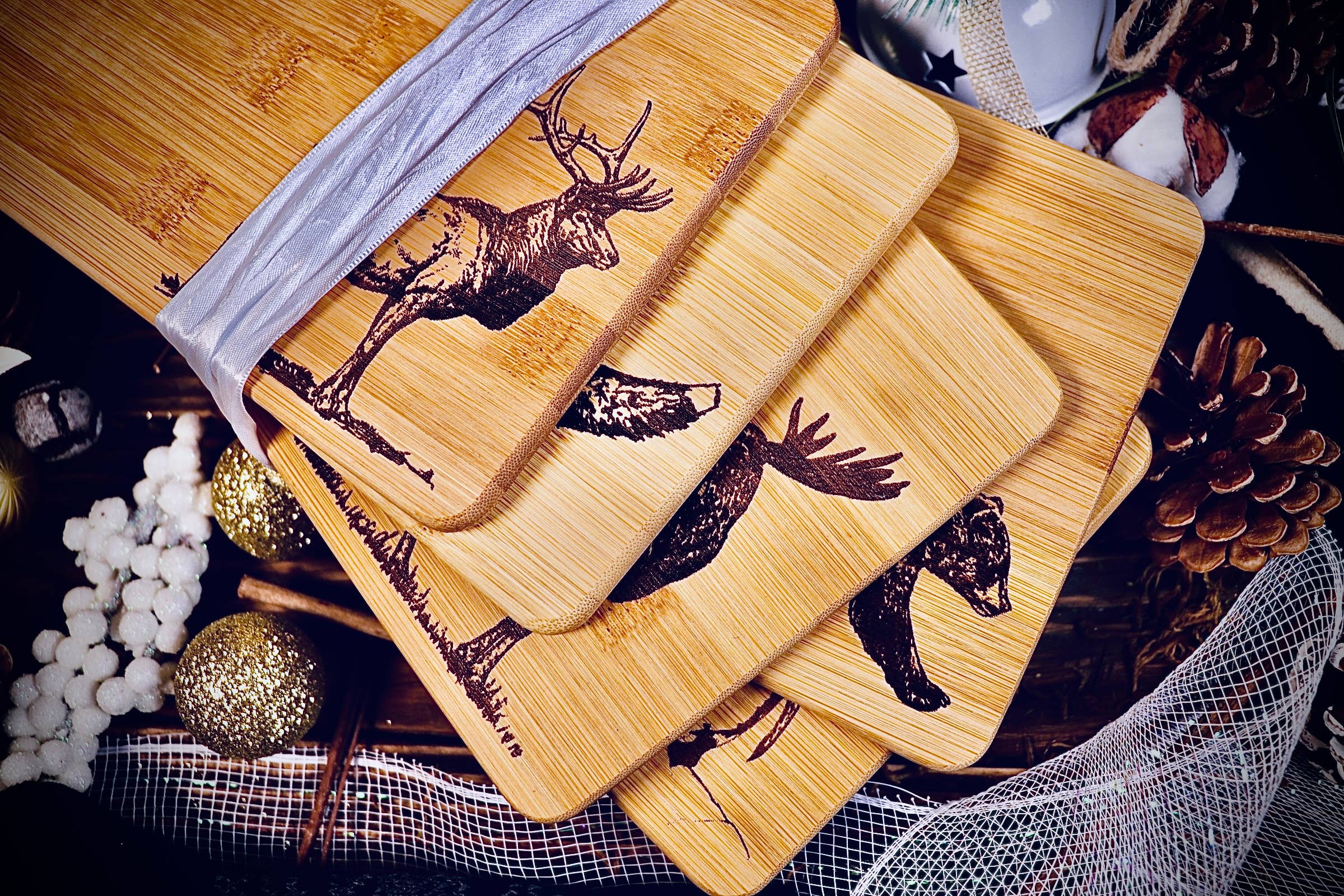Rustic Cedar Co - Wholesale Cutting Board - Winter Animals Small Bamboo Cutting Board Bundle2
