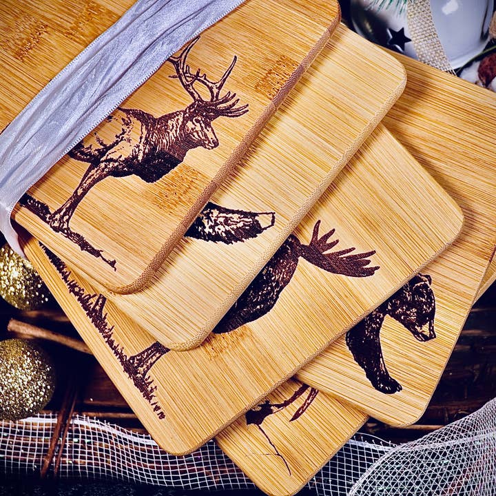 Rustic Cedar Co - Wholesale Cutting Board - Winter Animals Small Bamboo Cutting Board Bundle2