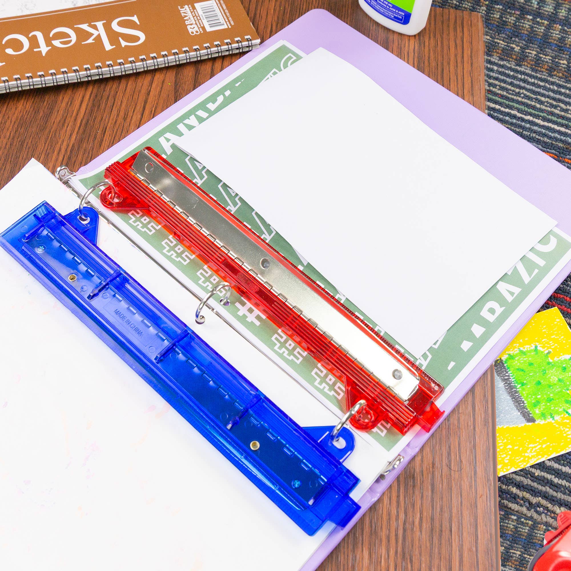 BAZIC Products - Vente Perforatrices - Perforatrice à papier portable 3 trous6