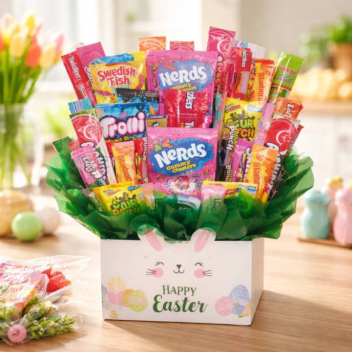 Sour Tart Taffy candy bouquet-Happy Easter box (Large 36 pc) for wholesale by So Sweet of You