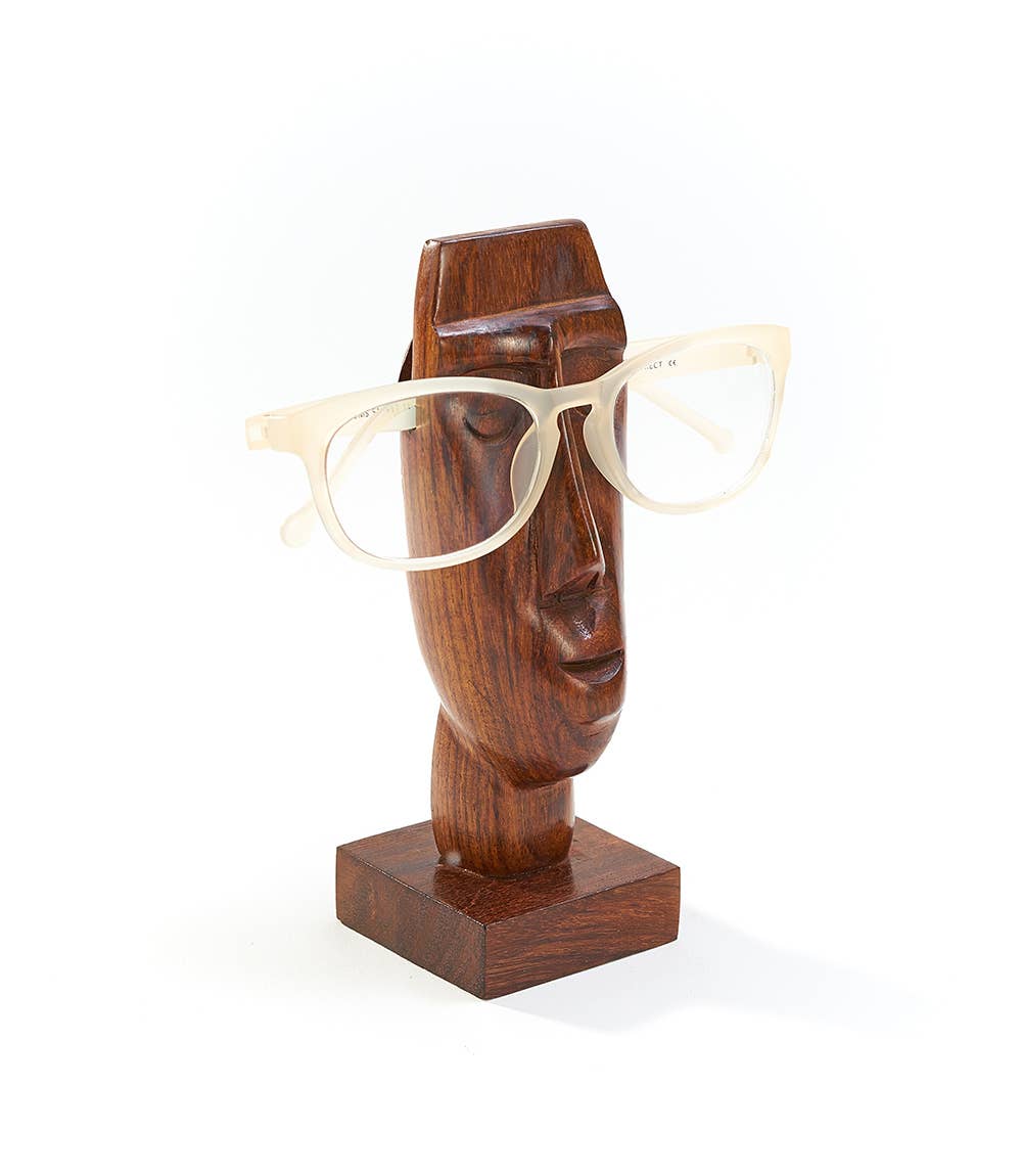 Matr Boomie Fair Trade - Wholesale Eyewear Cases & Holders - Unisex - Face Eyeglass Holder Stand - Hand Carved Indian Rosewood1