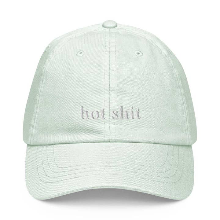 "Hot Shit" Embroidered Pastel Hat for wholesale by Tiny Cow Designs