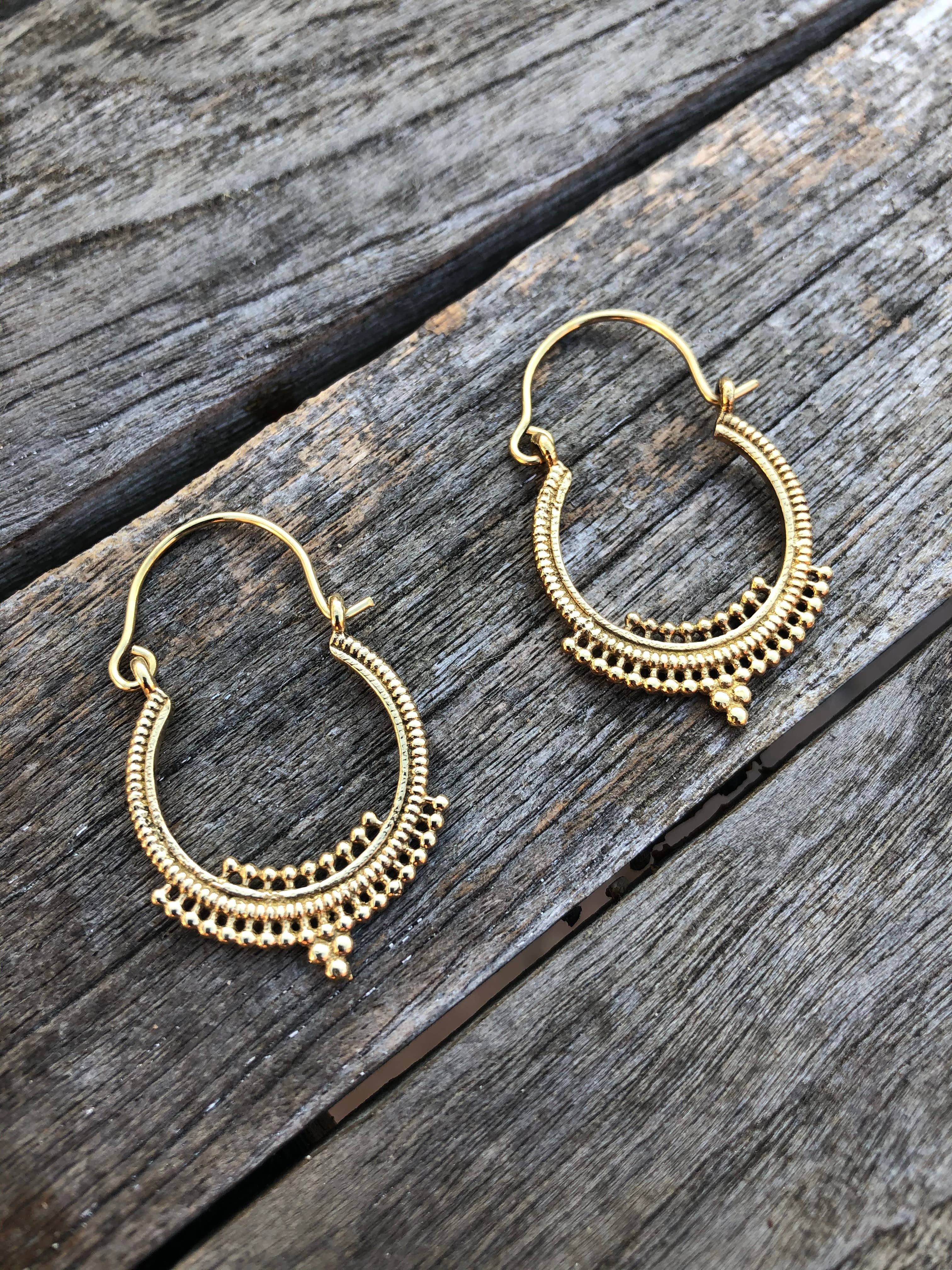 Emma's Emporium – wholesale Hoop earrings – Brass Tribal Gypsy Ethnic Earrings - Small6