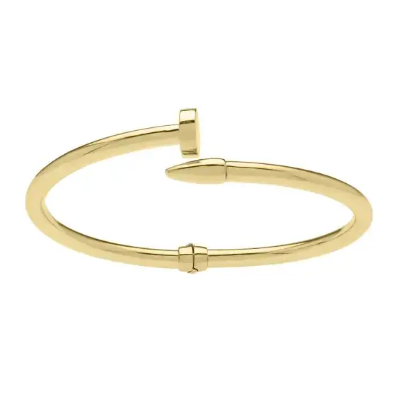 PureYou Jewelry – wholesale Cuff bracelet – 14K Bypass Nail Bangle, Solid Gold Bangle0