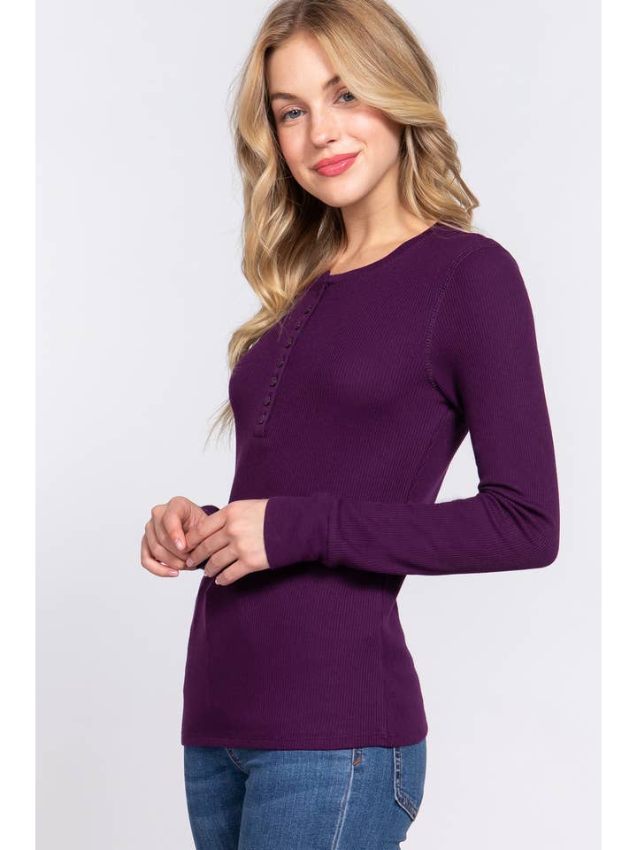 Vanilla Monkey - Wholesale Knit Top - Women's - Long Sleeve Henley Thermal Knit Top26