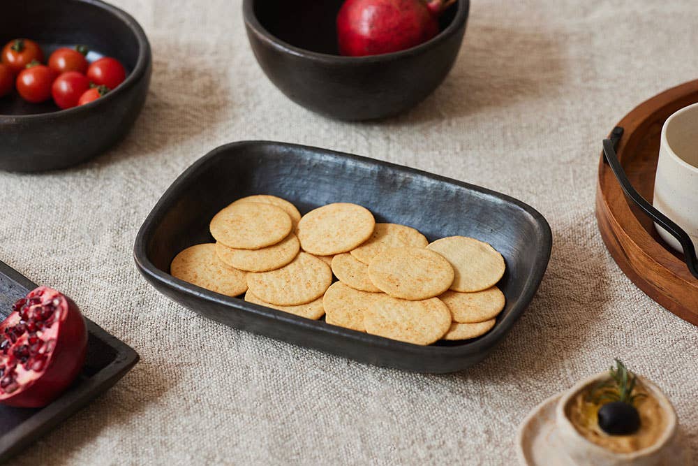 Casa Amarosa - Wholesale Decorative Tray - Earthenware Clay Longpi Pottery Tray, 9 x 6 x 1.5 Inch1