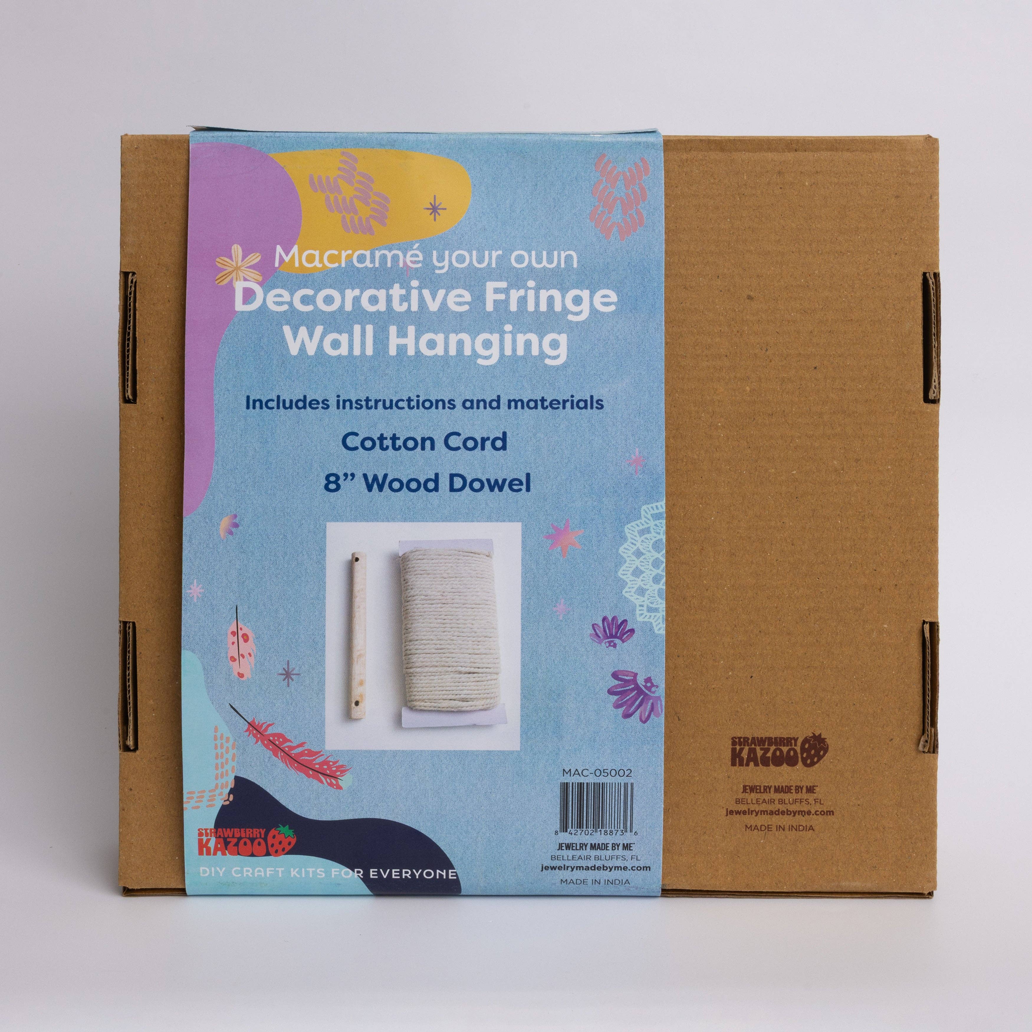 Jewelry Made by Me - Wholesale DIY Craft Kit - DIY Macramé Fringe Wall Hanging Kit – Boho Decor with Cotton Cord & 8" Wood Dowel1