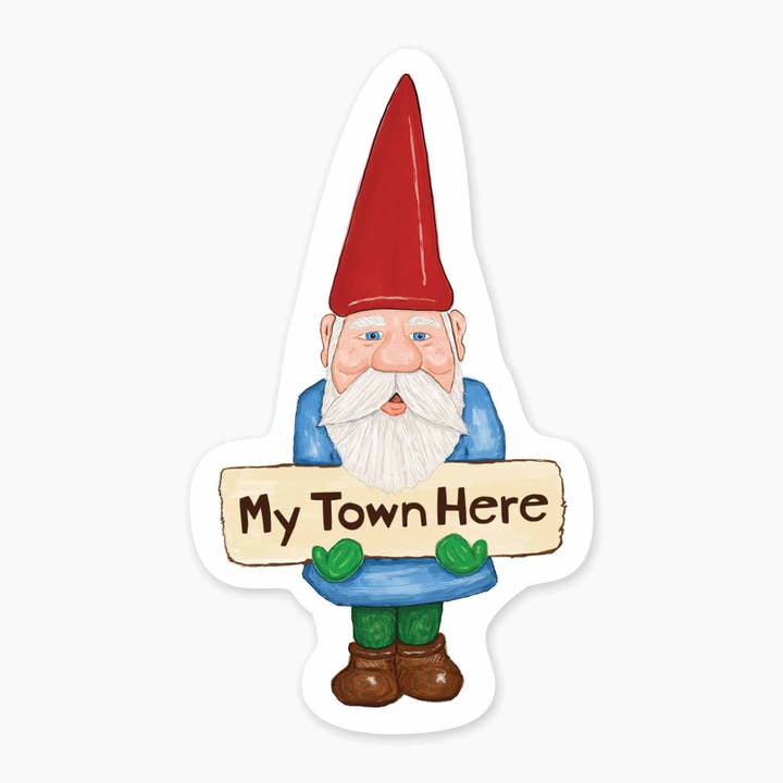 Gnome Sign - 3" Name Drop Sticker for wholesale by Nice Enough Stickers