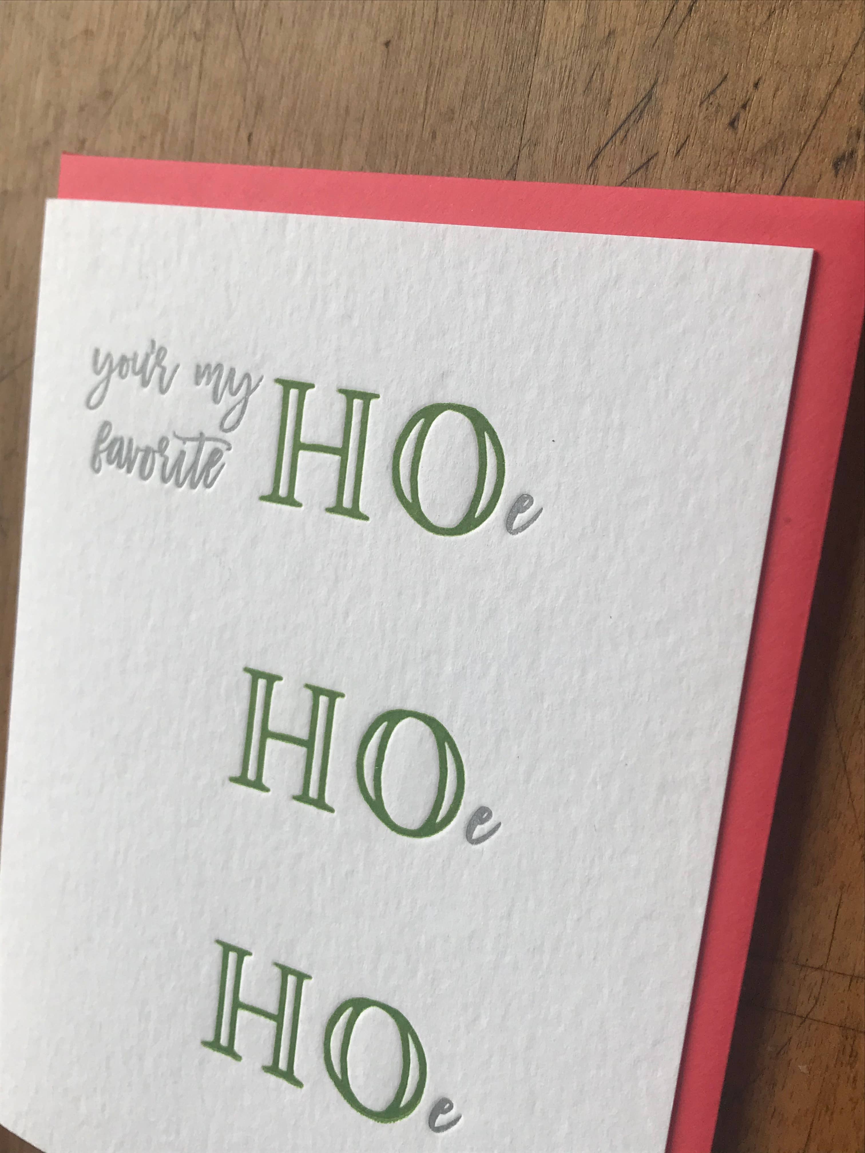 Letterpress PDX - Wholesale Season's Greetings Card - You're My Favorite Hoe Holiday Card - Box of 61