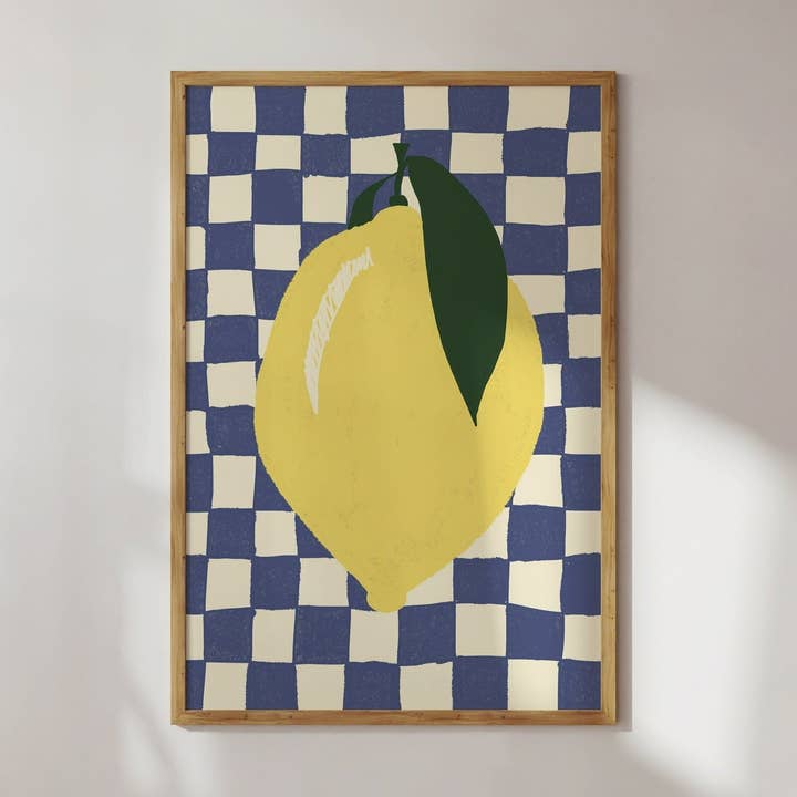 LEMON POSTER ON CHECKERED PATTERN for wholesale by Studio Dolci