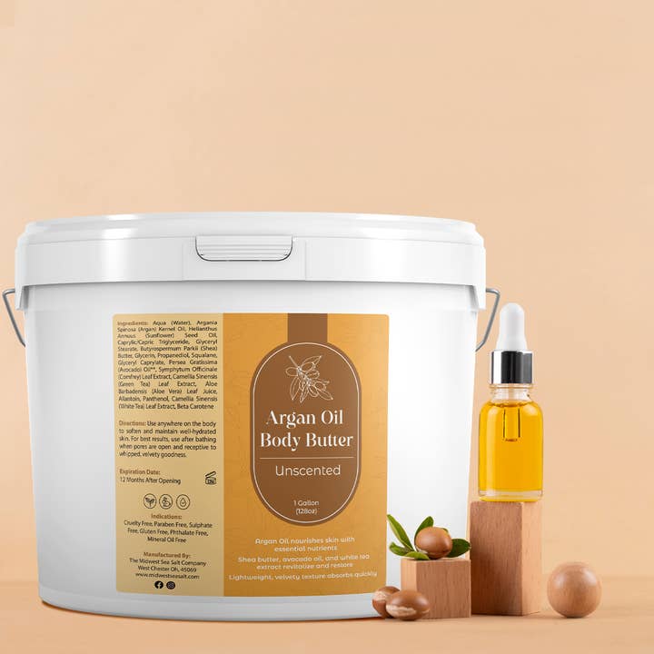 The Midwest Sea Salt Company - Wholesale Body balm/butter - Unscented Argan Oil Body Butter - 1 Gallon3