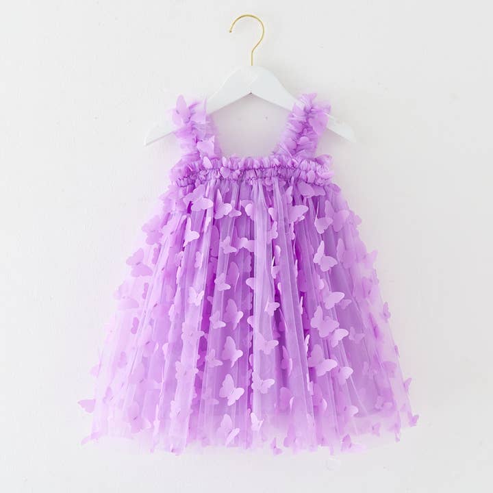 Little Trendy - Vente Robe – enfant - Robe de princesse fée en maille avec papillons 3D pour filles4