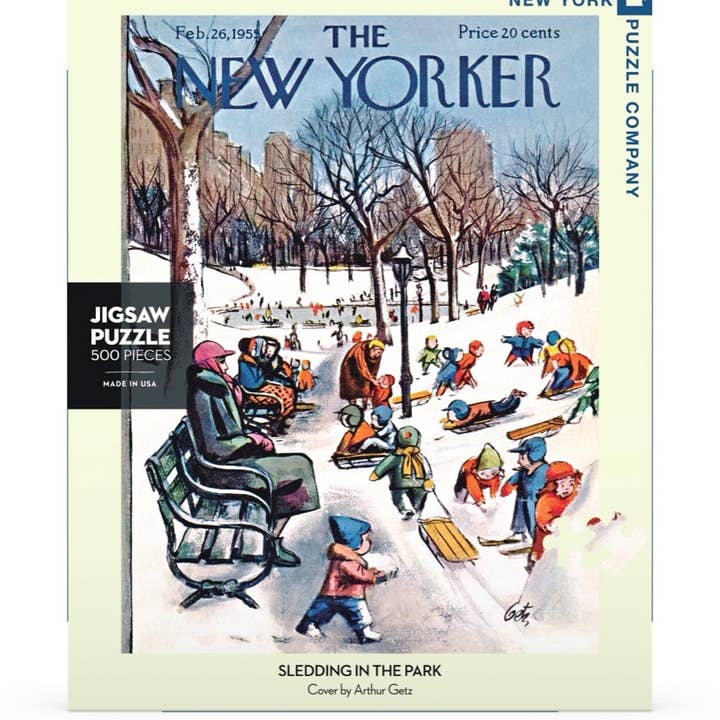 New York Puzzle Company - Wholesale Puzzle - Adult - Sledding in the Park - 500 Piece Jigsaw Puzzle