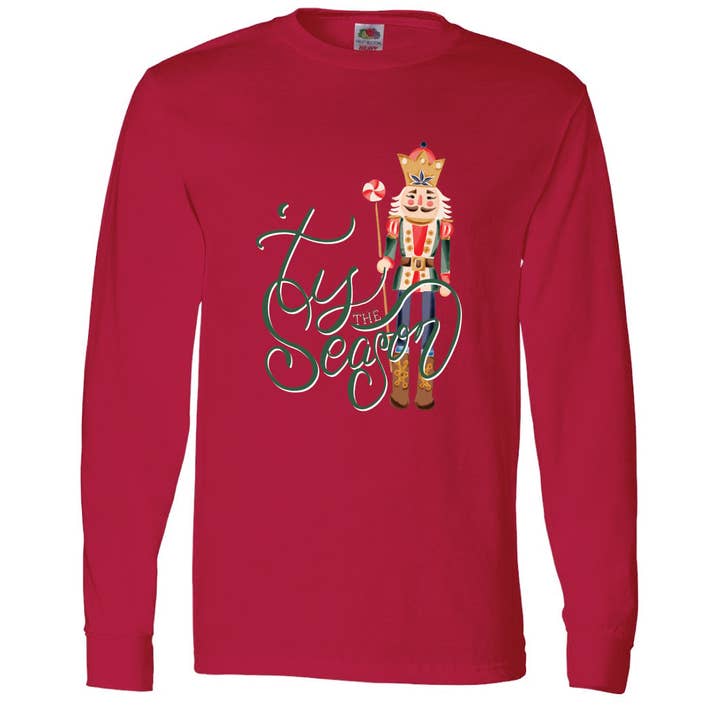 Röd & Grön Tis the Season Jul Långärmad Grafisk Tee för wholesale av Pink House On River Road