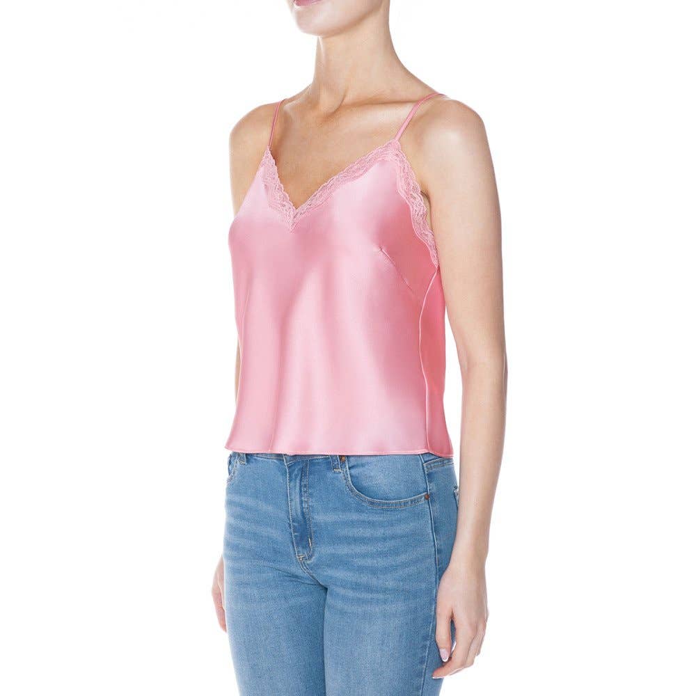 Pinkbloom - Wholesale Camisole - Women's - SATIN CAMI TOP TRIMMED WITH LACE AT FRONT BUST1