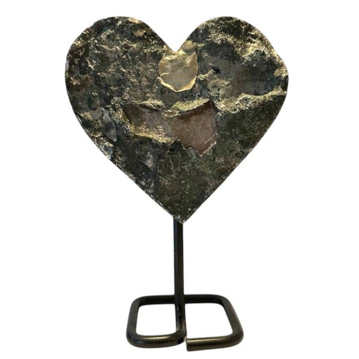 La Boîte à Cailloux - Wholesale Spiritual Stone/Crystal - Raw amethyst heart Brazil AA on metal stand2