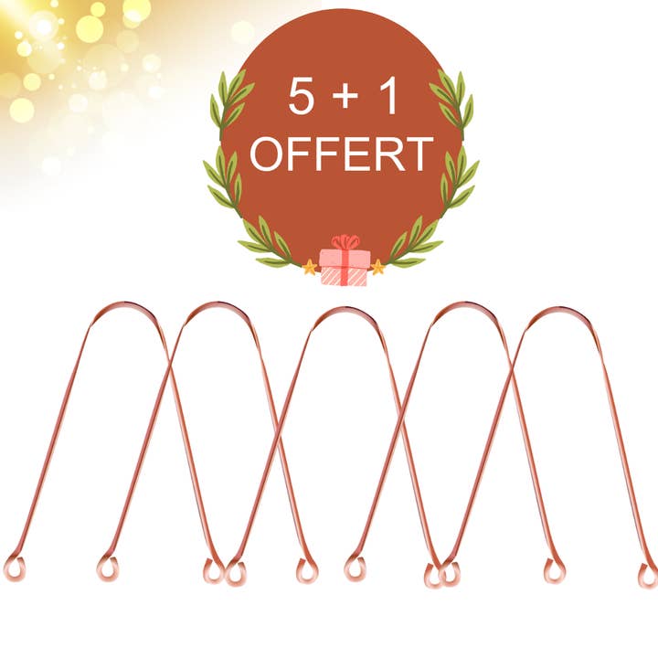 5 + 1 FREE: bulk copper tongue scraper for wholesale by Orinko
