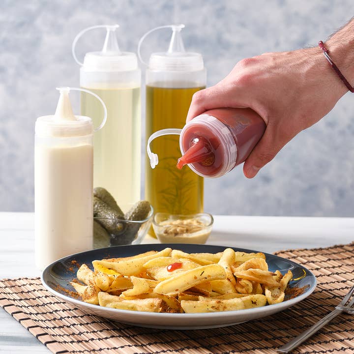 Crystalia - Wholesale Oil/vinegar dispenser - Crystalia Squeeze Bottles, Squirt Bottle Set with Cap, 4 pcs7