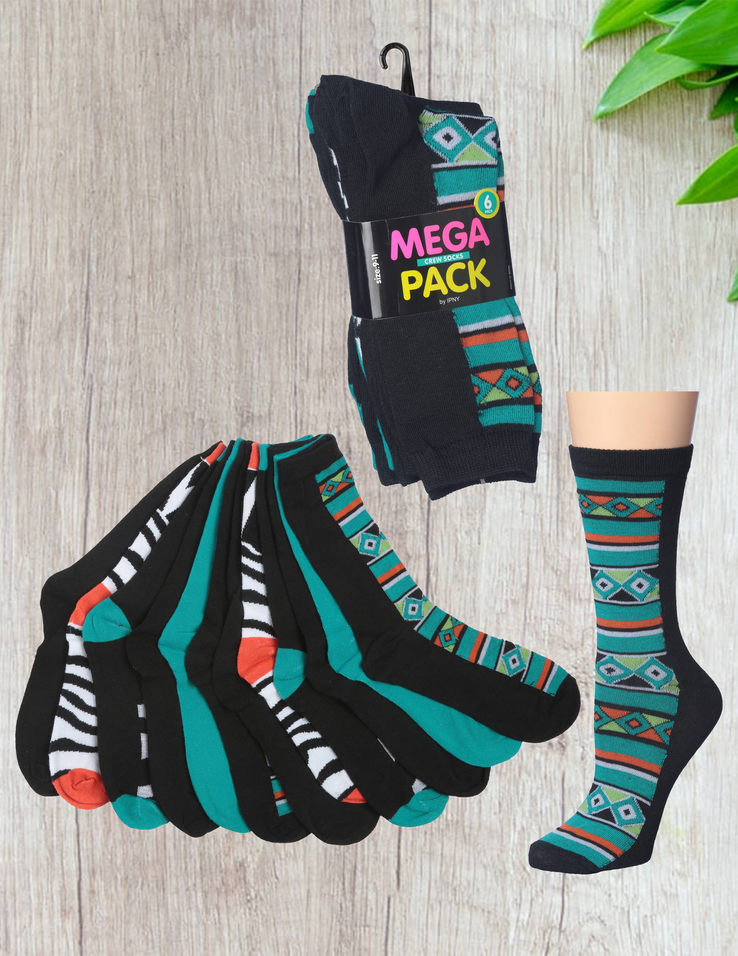 Isadora, Tipi toe, & James Fiallo – Großhandel Socken – Damen – Damen Tipi Toe 6er-Pack lustige bunte funky Happy Crew Socke0