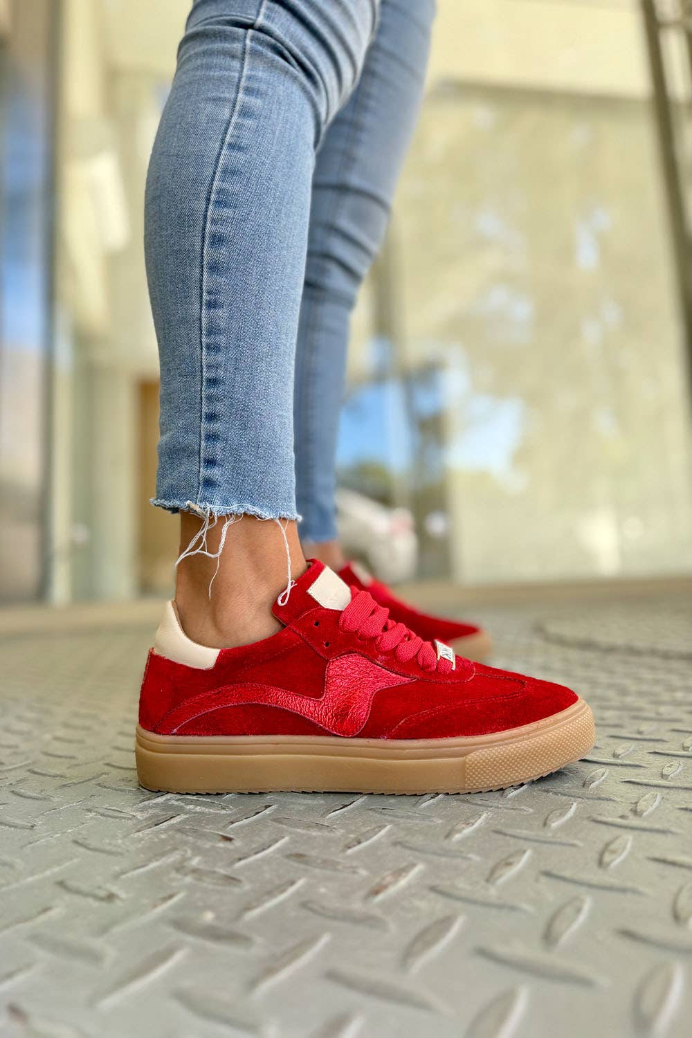 PMK SHOES - Wholesale Lifestyle Sneakers - Women's - Novalis - Red - Handmade Cow Leather Sneakers