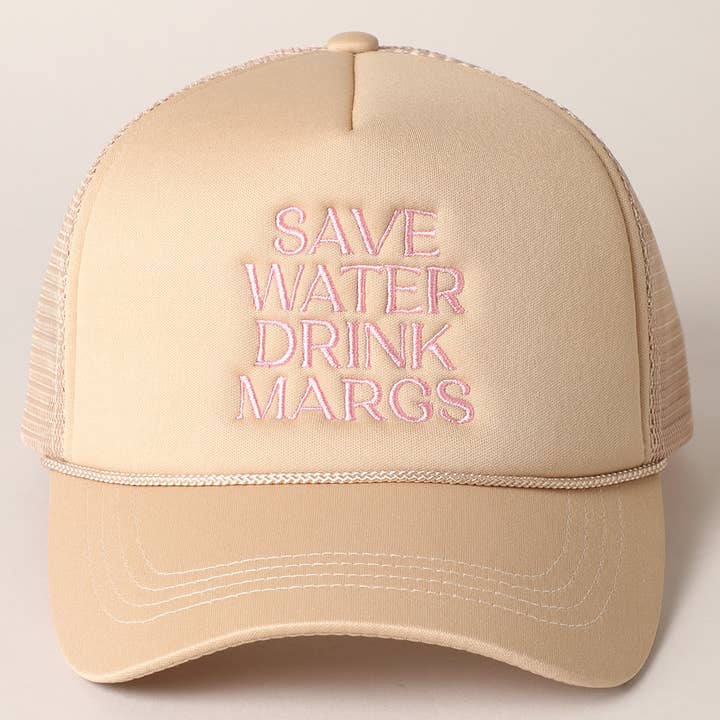 Fashion City - Wholesale Trucker Hat - Women's - Save Water Drink Margs Embroidered Trucker Cap