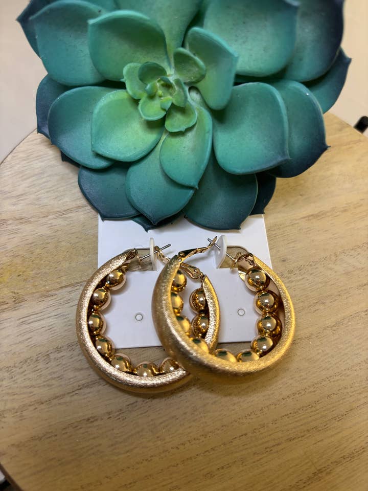 Gold Beaded Inset Hoops for wholesale by Tidal Creek Boutique