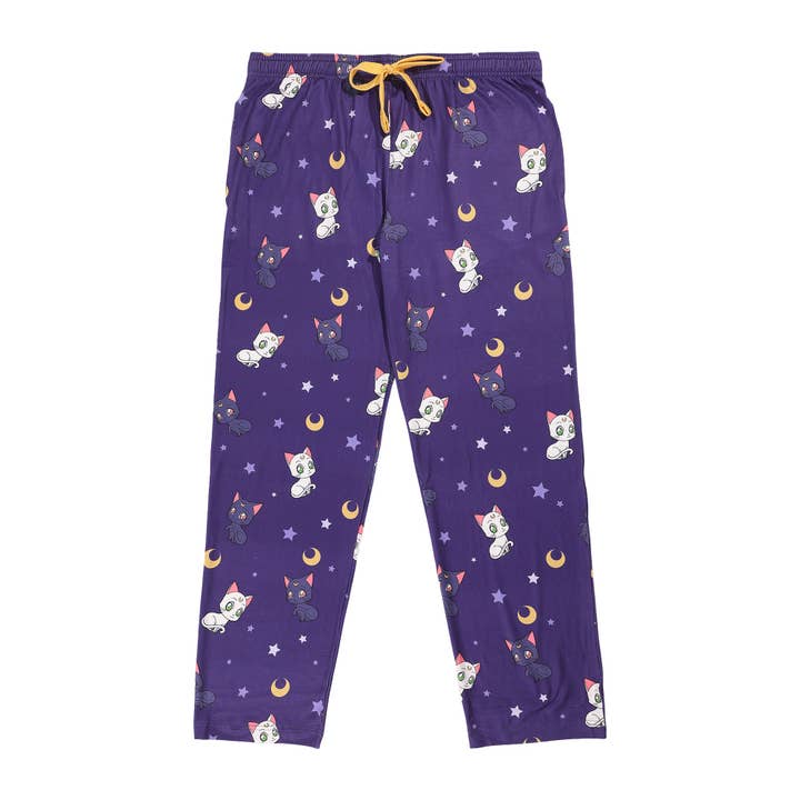 Bioworld Merchandising - Wholesale Sleepwear Bottom - Women's - Sailor Moon Artemis & Luna All-Over Print Women's Purple Quick Turn Sleep Pajama Pants3