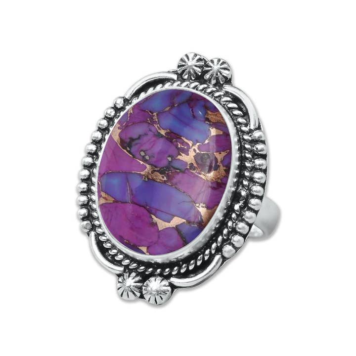 Handmade Jewels - Vente Bague de cocktail/de cérémonie - Bagues en turquoise cuivrée violette – Fait main, plaqué argent, bohème (sur commande)5