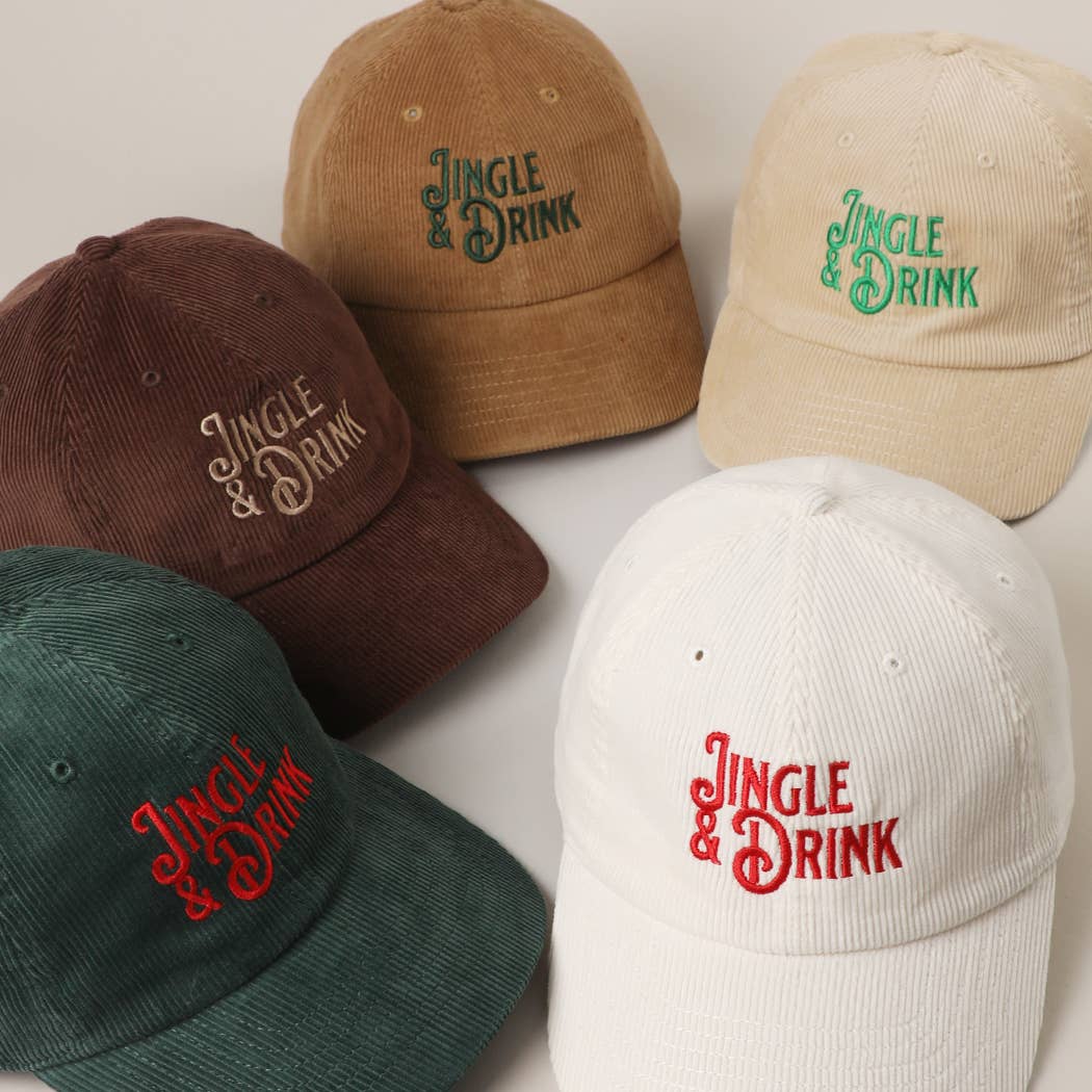 Fashion City – Engroshandel Baseballkasket - Unisex – JINGLE & DRINK Broderet Fløjl Baseball Cap1