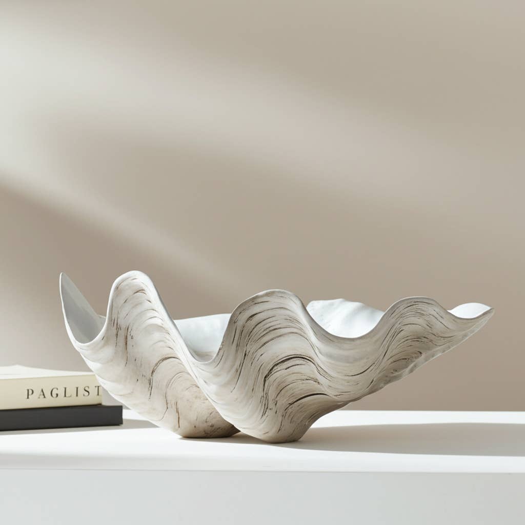 Sagebrook Home - Wholesale Decorative Plate/Dish/Bowl - Decorative Bowl - Ivory Resin Coastal Pearlized Shell, 9 in.1