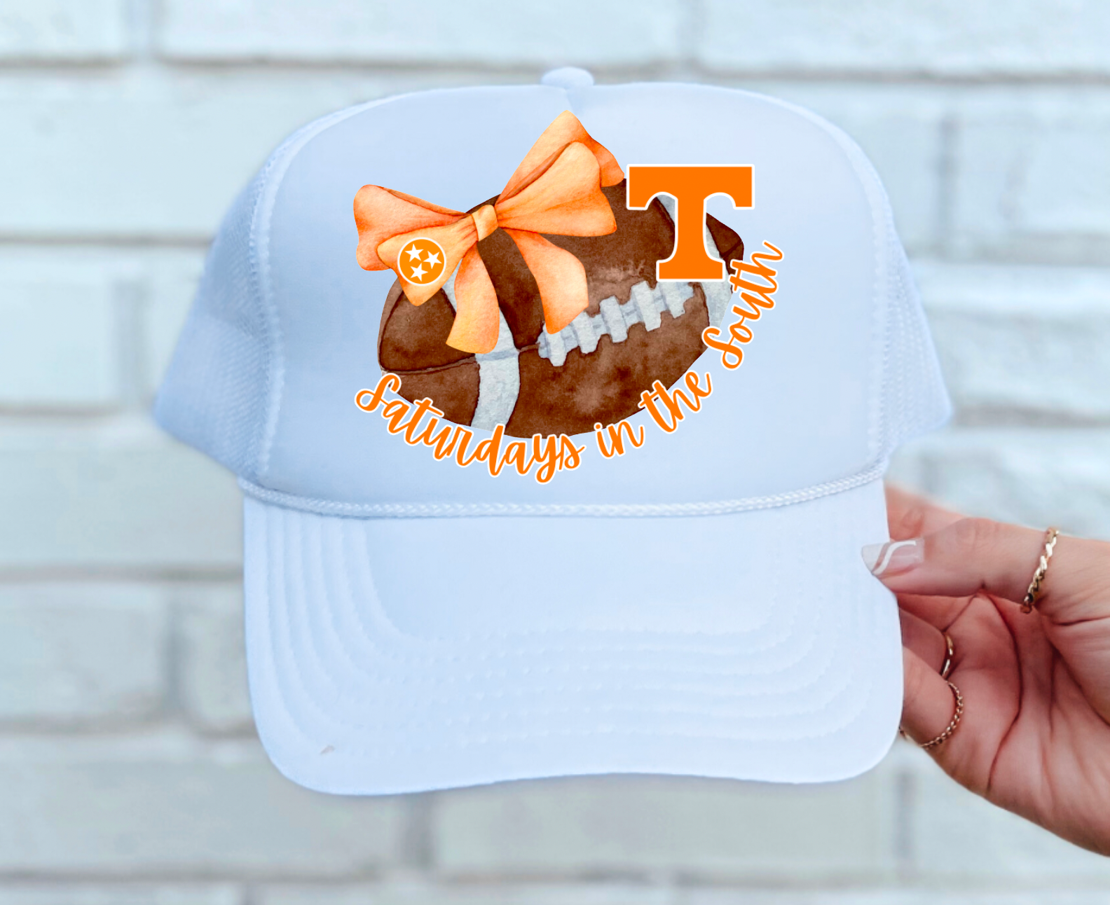 Gia Gifts Boutique - Wholesale Trucker Hat - Women's - Tennessee Vols Football Coquette Trucker Hat0