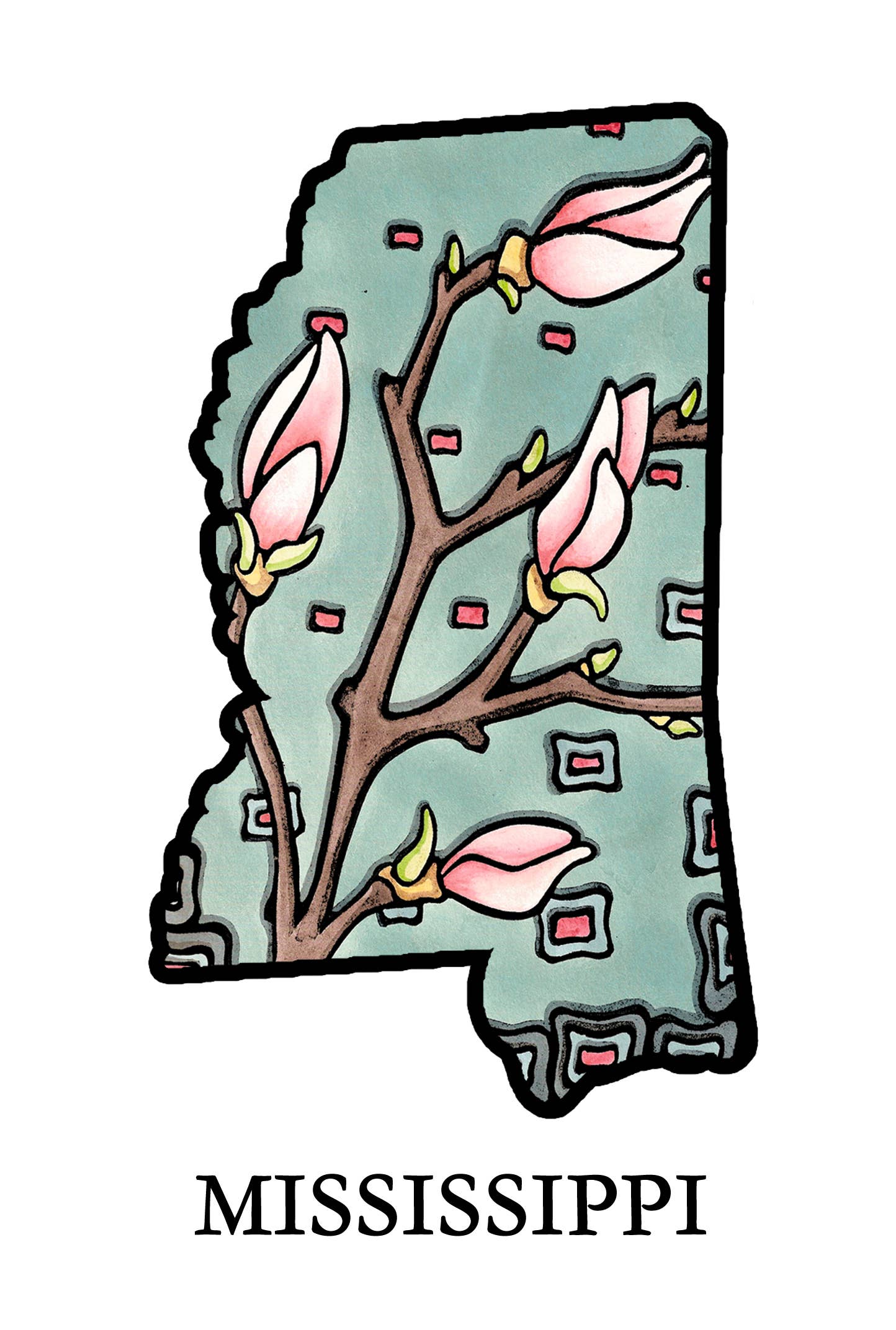 Sarah Angst Art - Wholesale Postcard - Custom Name Dropped State Postcards - Pack of 10012