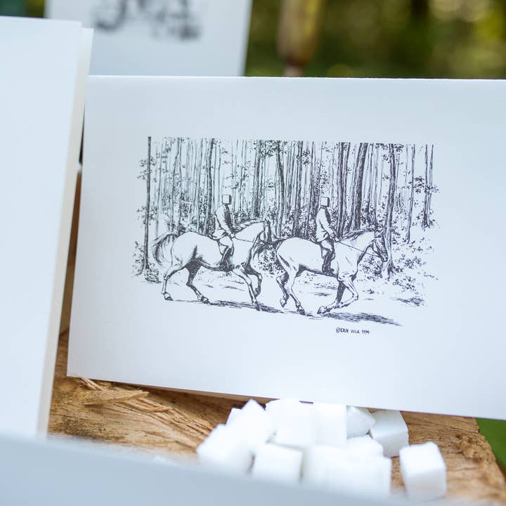Sugarheads - Wholesale Everyday Greeting Card - Horseback Whimsical Pen and Ink Greeting Cards