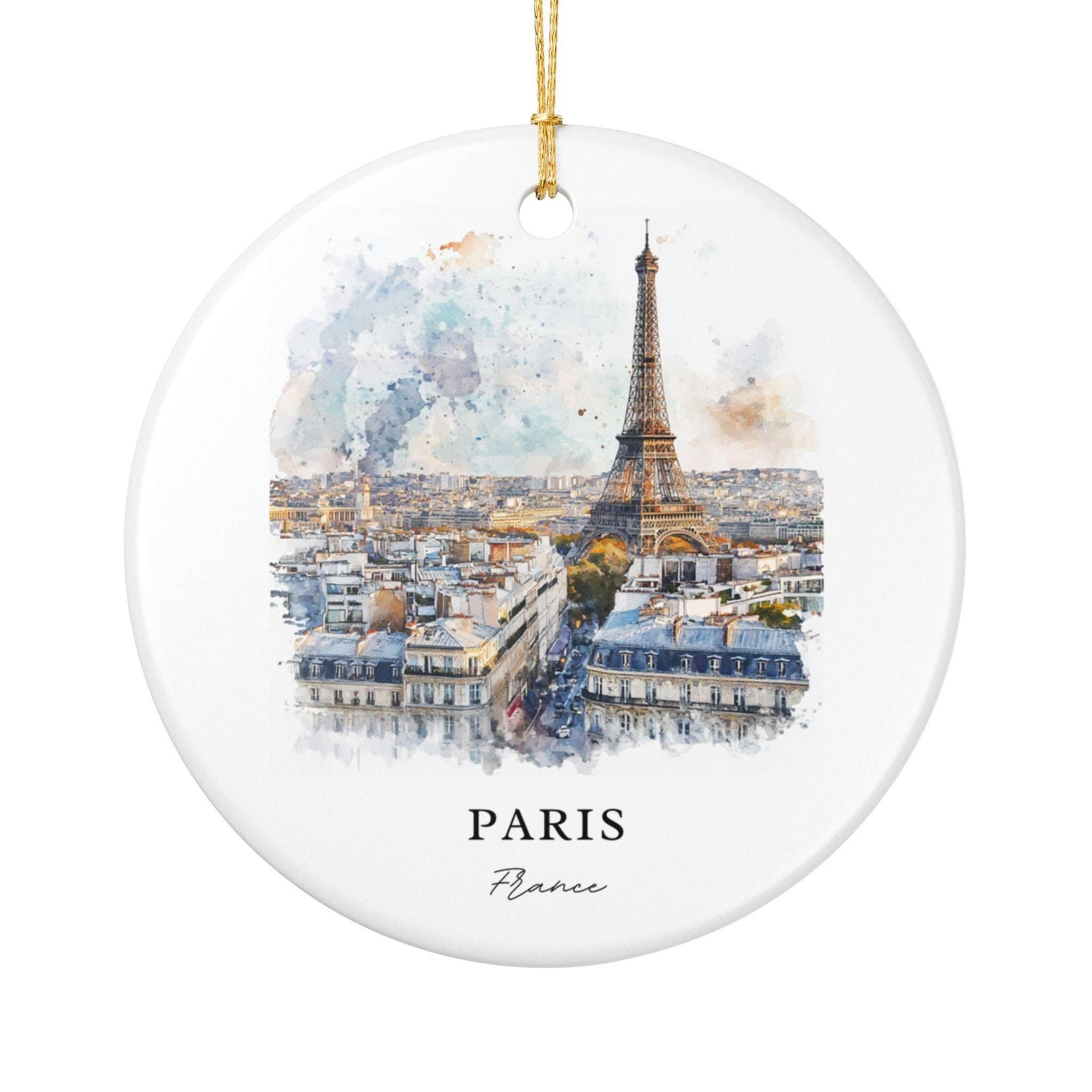 Premium Travel Art - Wholesale Ornament - Paris France Ornament: Unique Paris Souvenir, Paris Skyline Xmas Decor, and Authentic Paris France Gift, Eiffel Tower Ornament