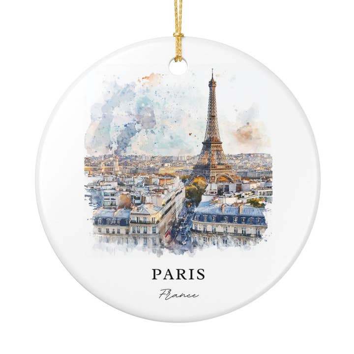 Premium Travel Art - Wholesale Ornament - Paris France Ornament: Unique Paris Souvenir, Paris Skyline Xmas Decor, and Authentic Paris France Gift, Eiffel Tower Ornament0