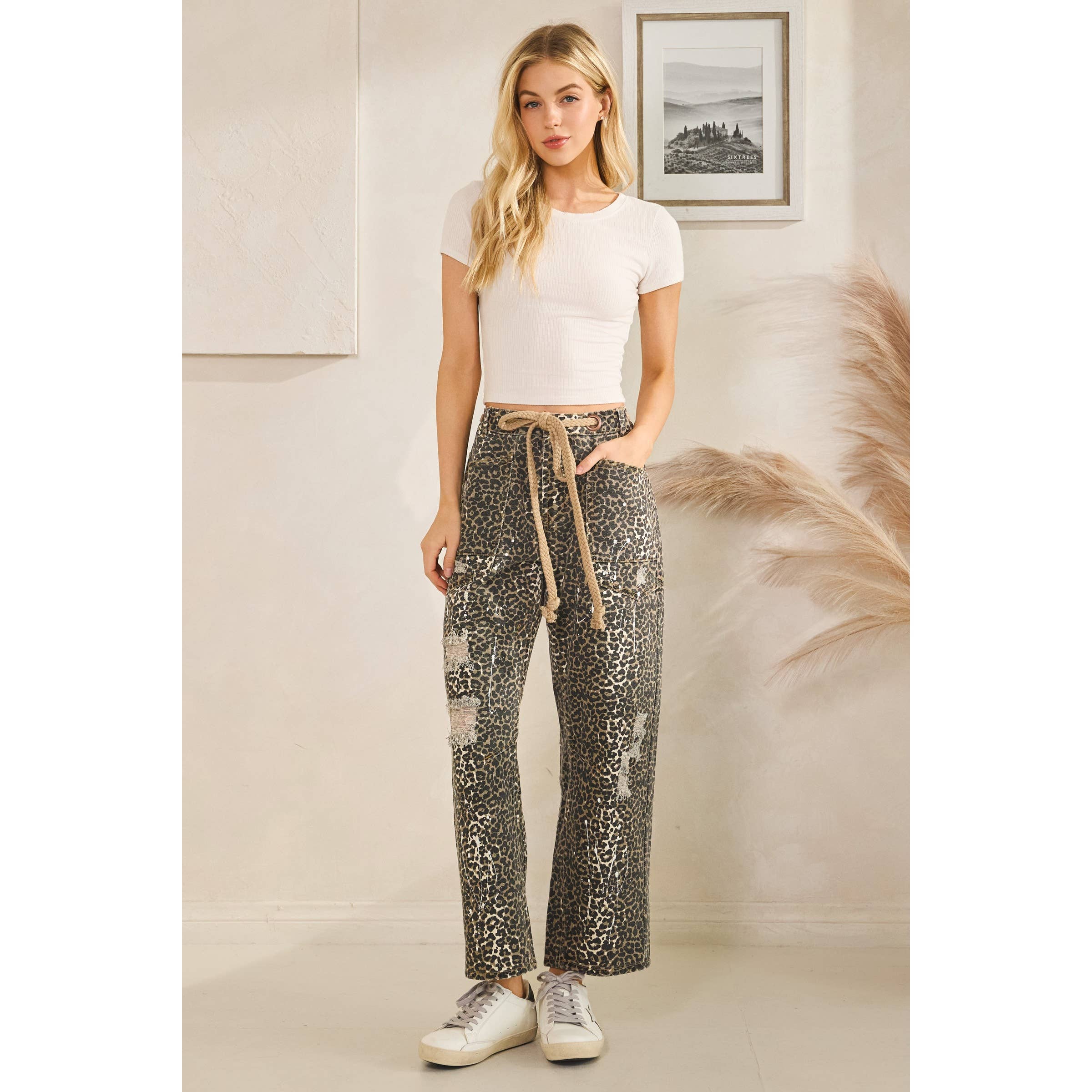 LÉOPARD MOKA PANTALON CAMOUFLAGE DÉLAVÉ ET USÉ en vente sur Faire2