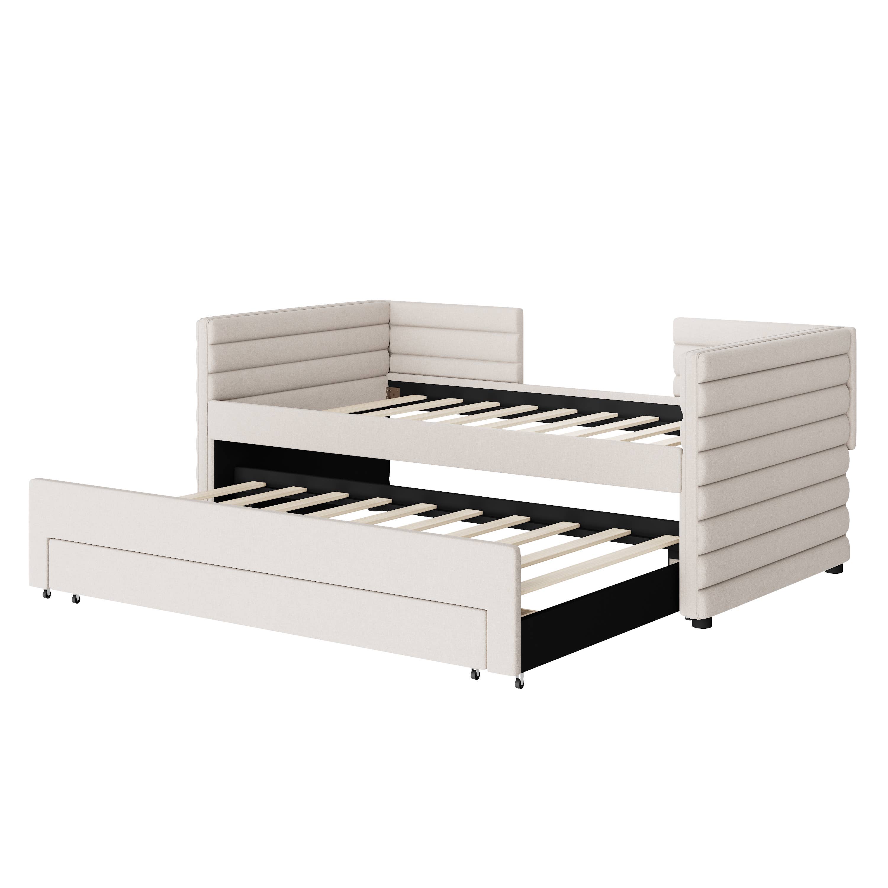 HOMYCASA DESIGN INC - Wholesale Bed - Twin Size Upholstered Daybed with Trundle &3 Storage Drawers11