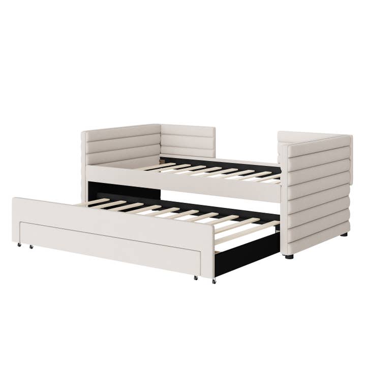 HOMYCASA DESIGN INC - Wholesale Bed - Twin Size Upholstered Daybed with Trundle &3 Storage Drawers11