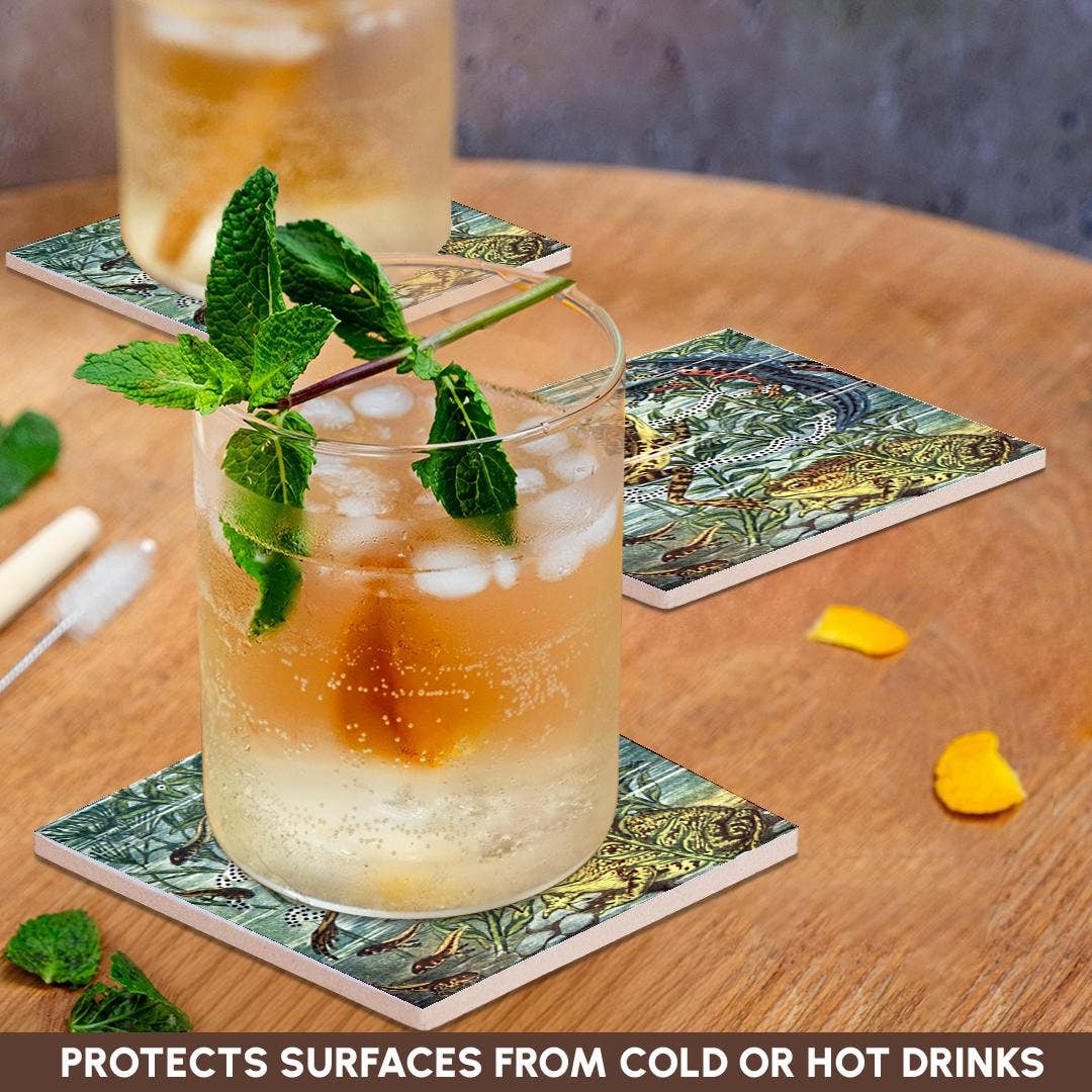 3dRose - Wholesale Onderzetters - 3dRose, Kikker Padden Salamanders en Kikkervisjes Antieke Vintage Zoölogie Illustratie Kunst, Onderzetter2