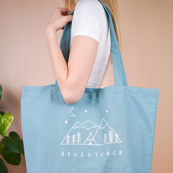 Shopper with slogan, fabric bag "Adventure" ->long handle for wholesale by Tochter von Walter