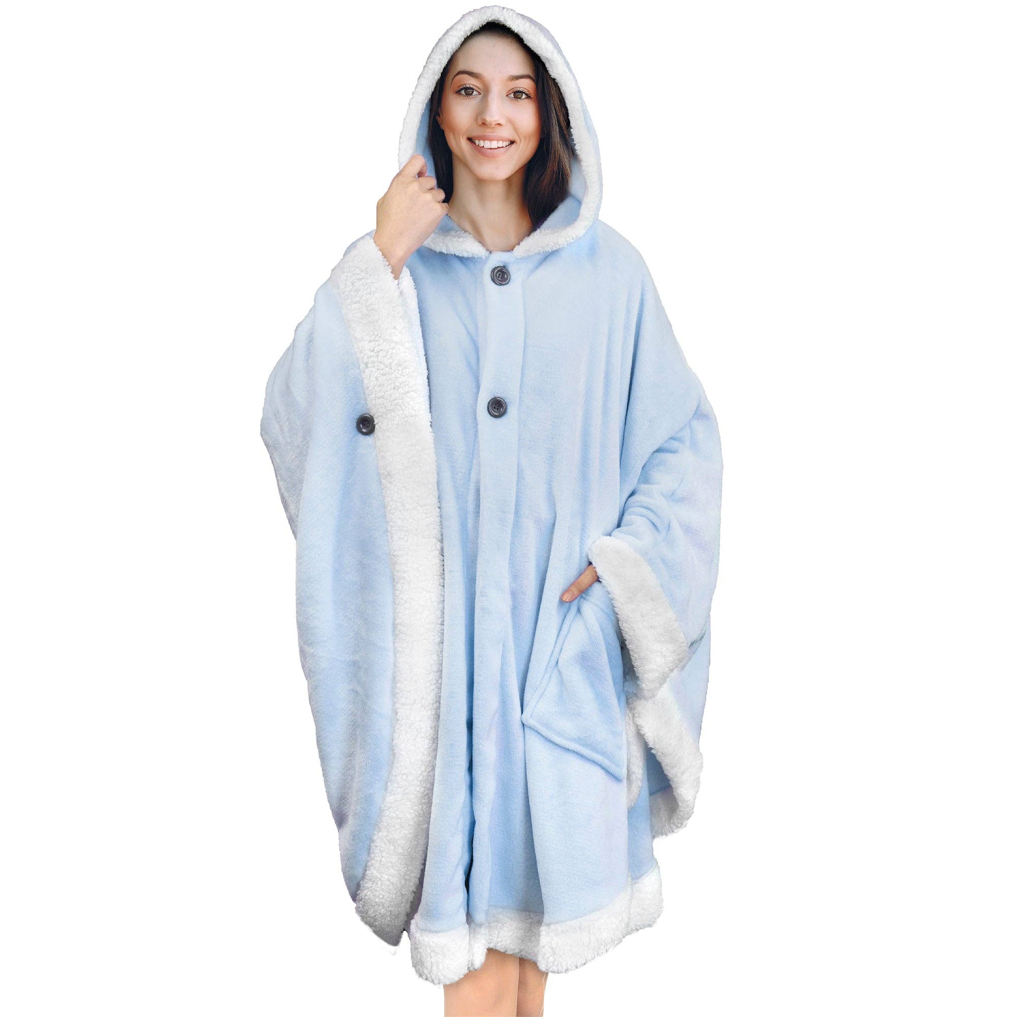 Pavilia – wholesale Poncho – Women's – Angel Wrap Hoodie Sherpa Poncho Blanket78