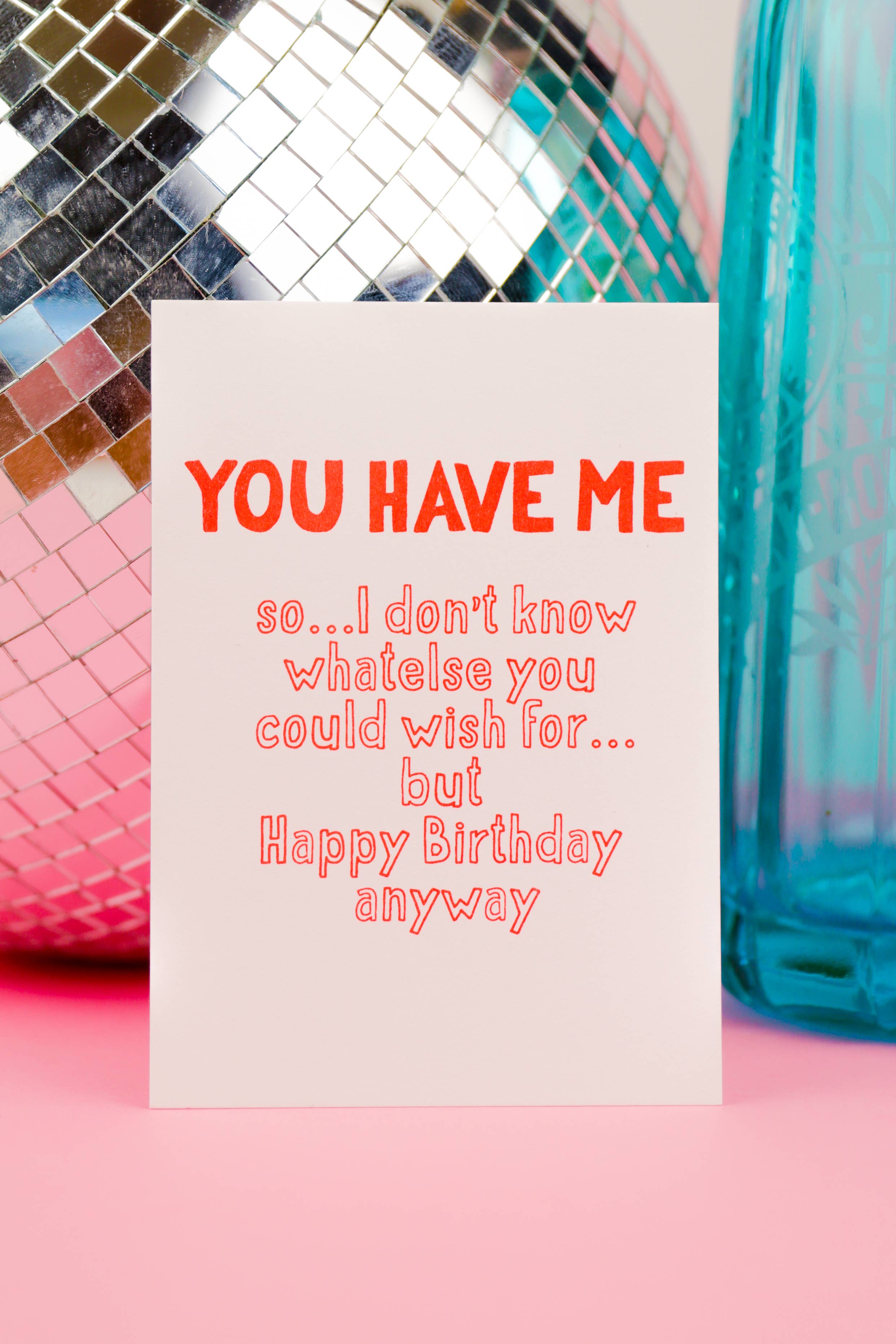 Studio Inktvis - Wholesale Birthday Card - You Have Me Happy Birthday Risograph Postcard3