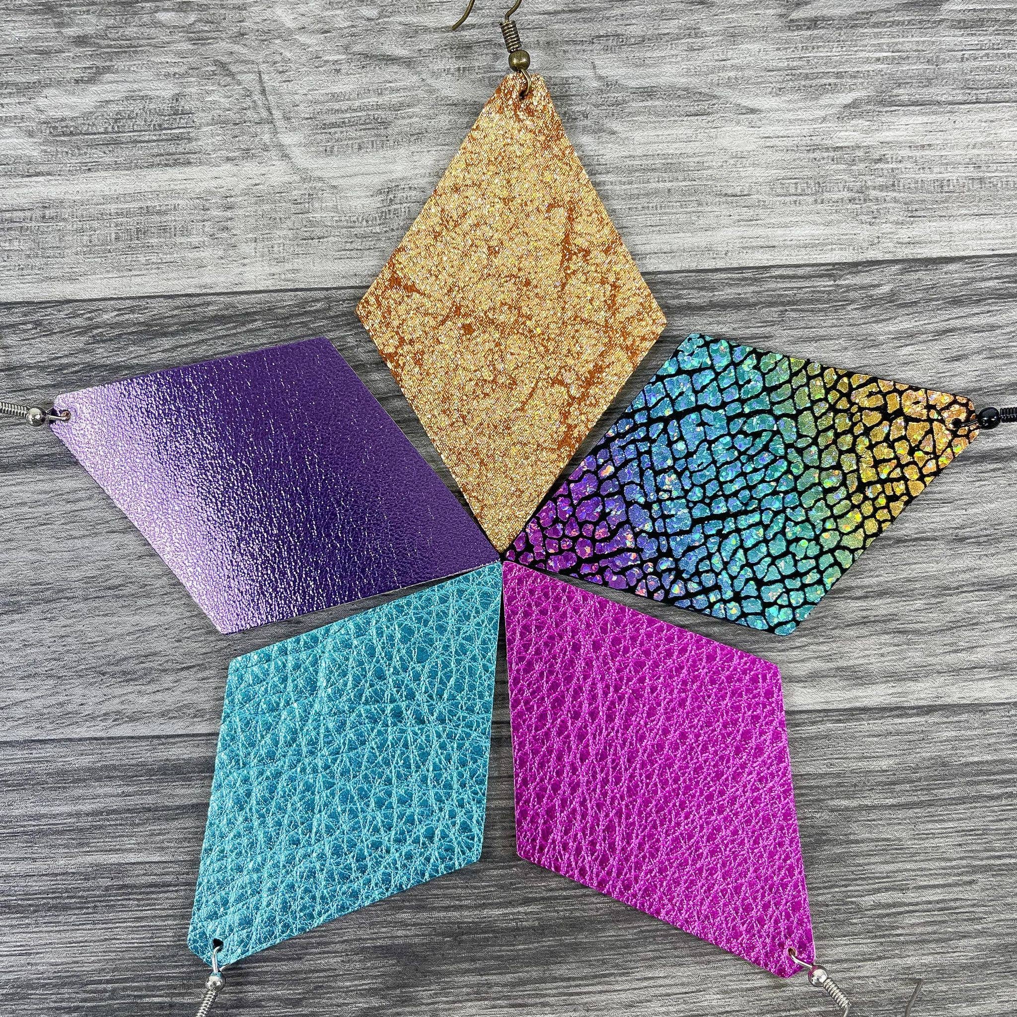 Hazel Hill ~MaeBella~ - Wholesale Dangle Earrings - Leather Earrings Maxine Metallic Turquoise3