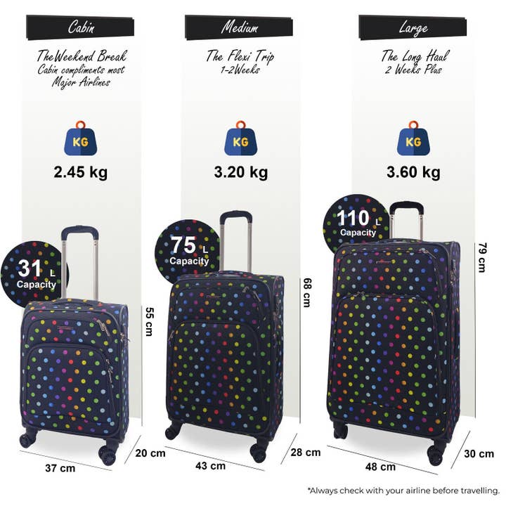 Infinity Leather (Upperclass Fashions Ltd) – wholesale Luggage – Lightweight Print Suitcases 8 Wheel Luggage Travel Soft Bags Set